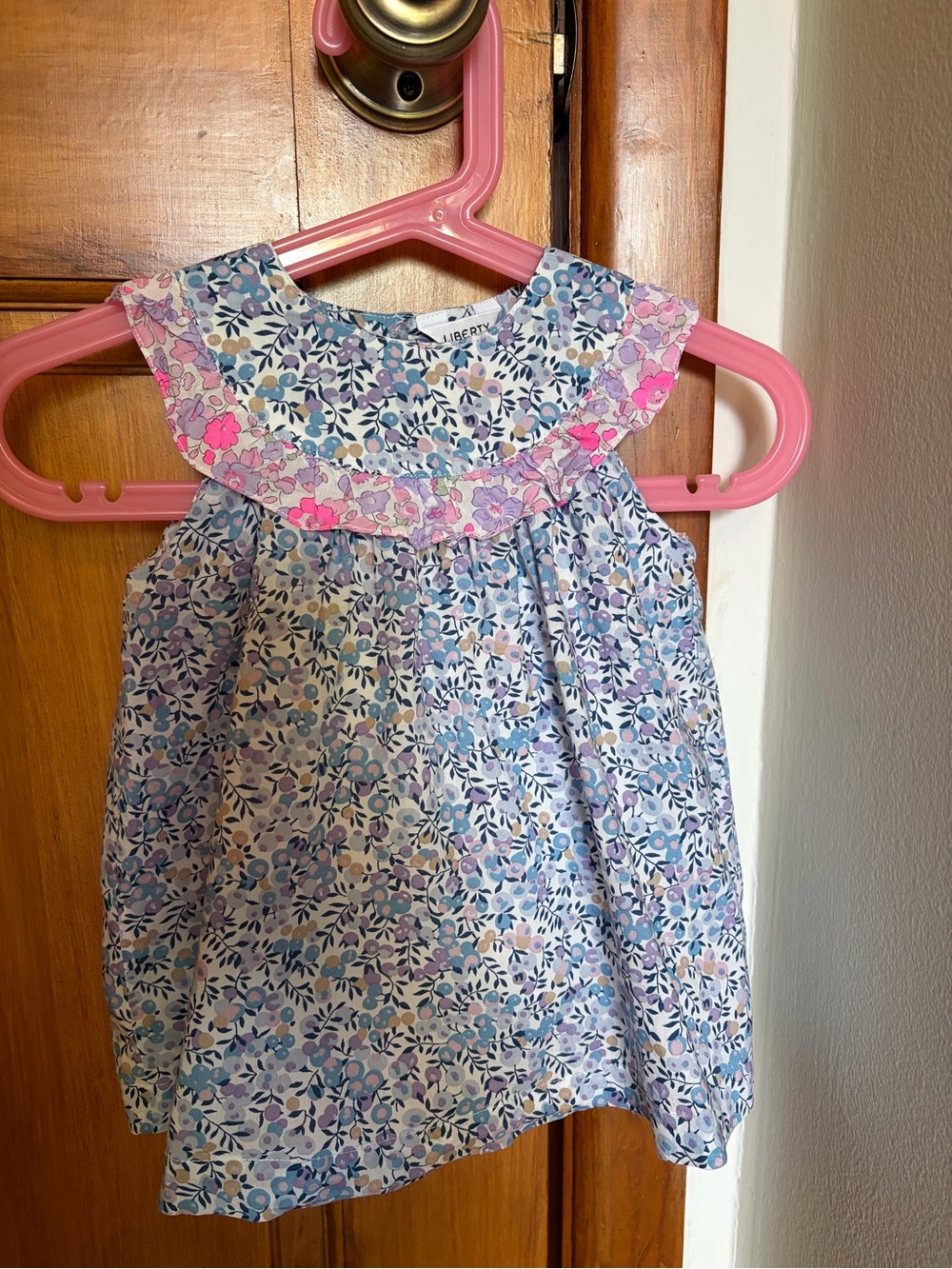Liberty of London Sleeveless Floral Dress in Lavender, Pink & Blue